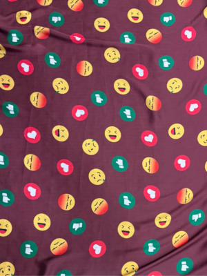Brown Emoji Digital Print Shot Silk