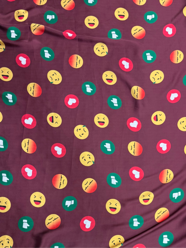 Brown Emoji Digital Print Shot Silk