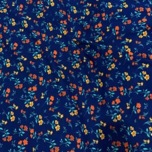 Navy Blue Floral Linen Boski