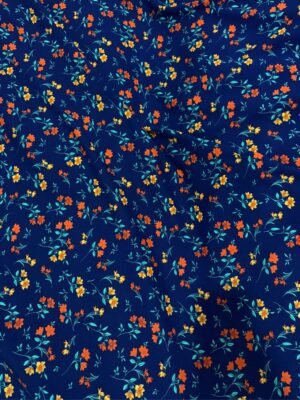 Navy Blue Floral Linen Boski