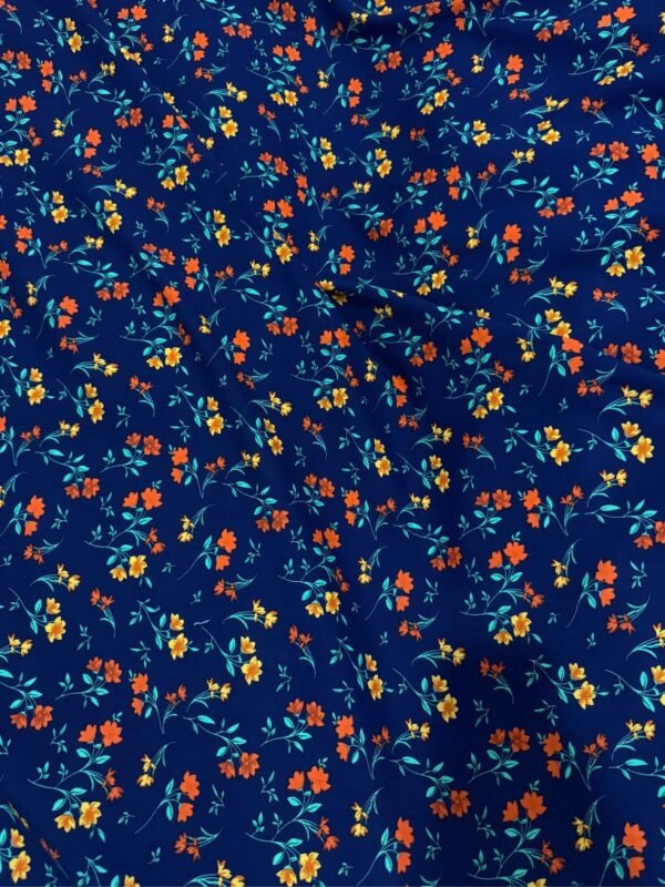 Navy Blue Floral Linen Boski