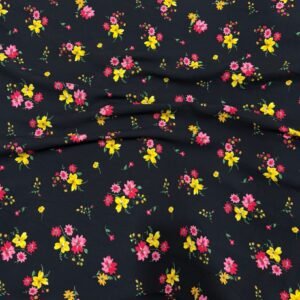 Black Small Floral Linen Boski