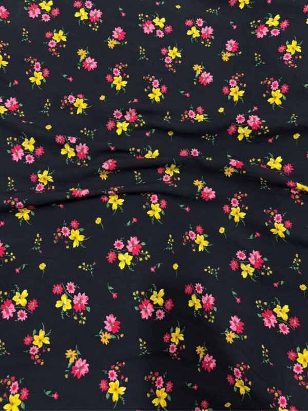 Black Small Floral Linen Boski