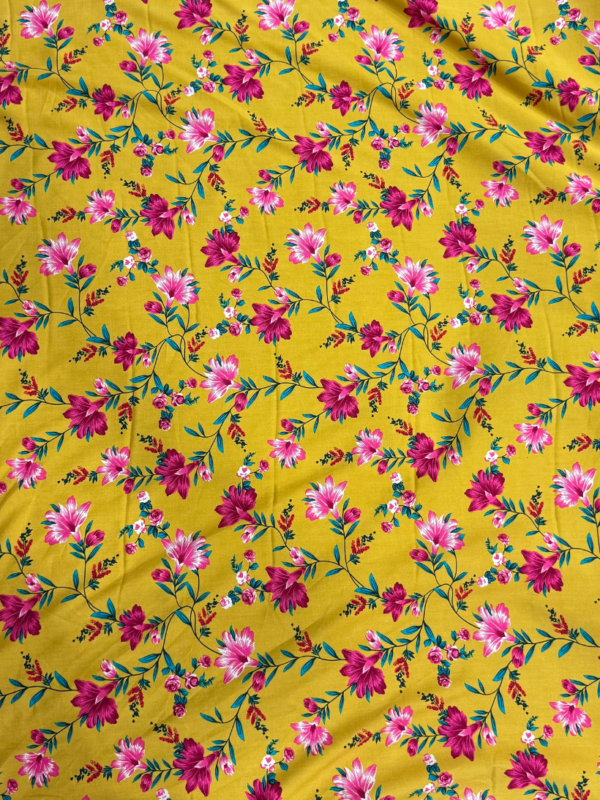 Golden Yellow Floral Linen Boski