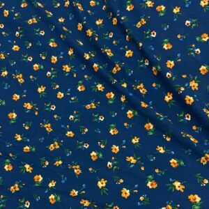 Navy Blue Floral Linen Boski