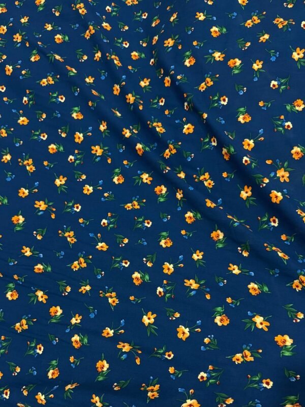 Navy Blue Floral Linen Boski