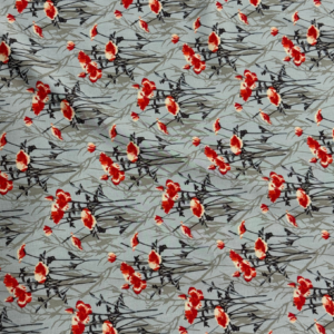 Slate Grey Poppy Floral Linen Boski