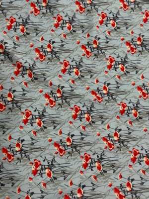 111 Slate Grey Poppy Floral Linen Boski