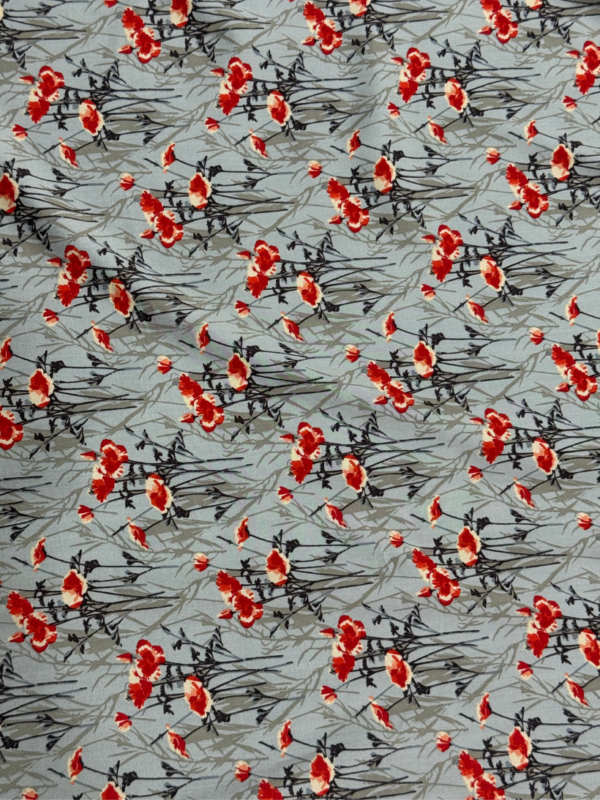 Slate Grey Poppy Floral Linen Boski