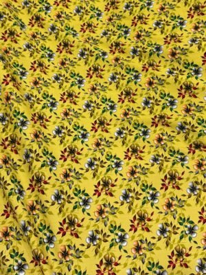 12 Mustard Yellow Floral Linen Boski