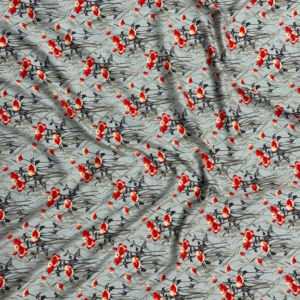 Slate Grey Poppy Floral Linen Boski