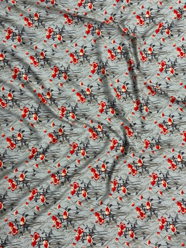 Slate Grey Poppy Floral Linen Boski