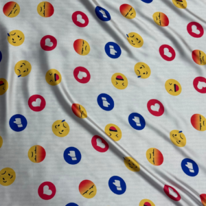 White Emoji Digital Print Shot Silk