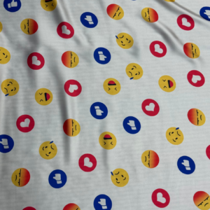 White Emoji Digital Print Shot Silk