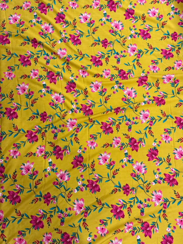 Golden Yellow Floral Linen Boski