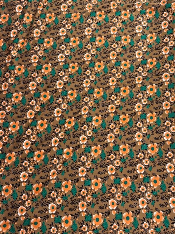 2 Retro Brown Floral Linen Boski