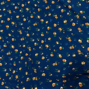 Navy Blue Floral Linen Boski