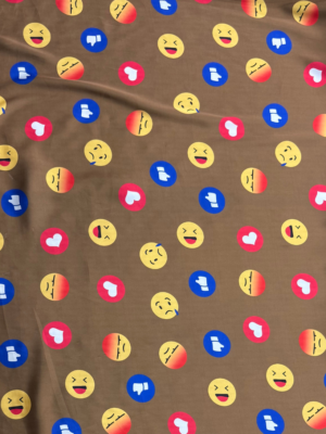 Light Brown Emoji Print Shot Silk