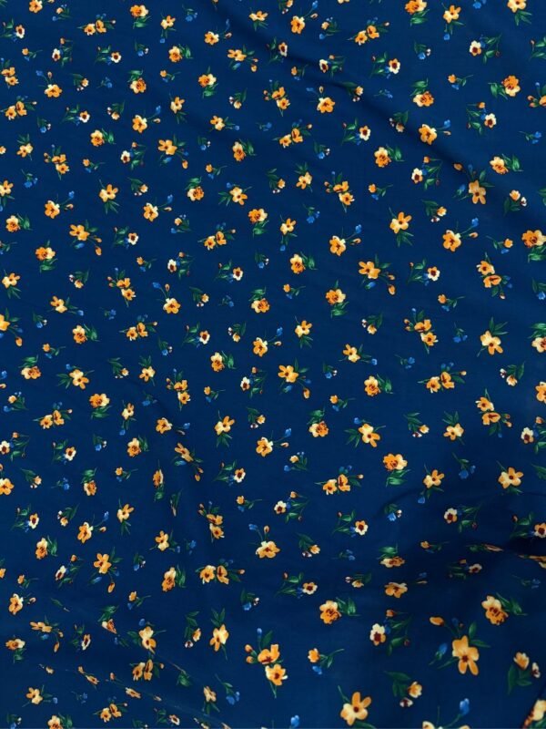 Navy Blue Floral Linen Boski
