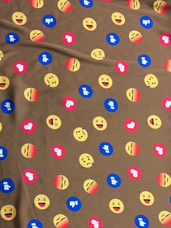 Light Brown Emoji Print Shot Silk