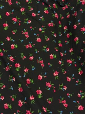 Black Floral Linen Boski