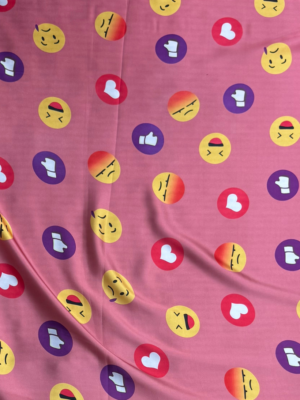 Rose Pink Emoji Digital Print Shot Silk