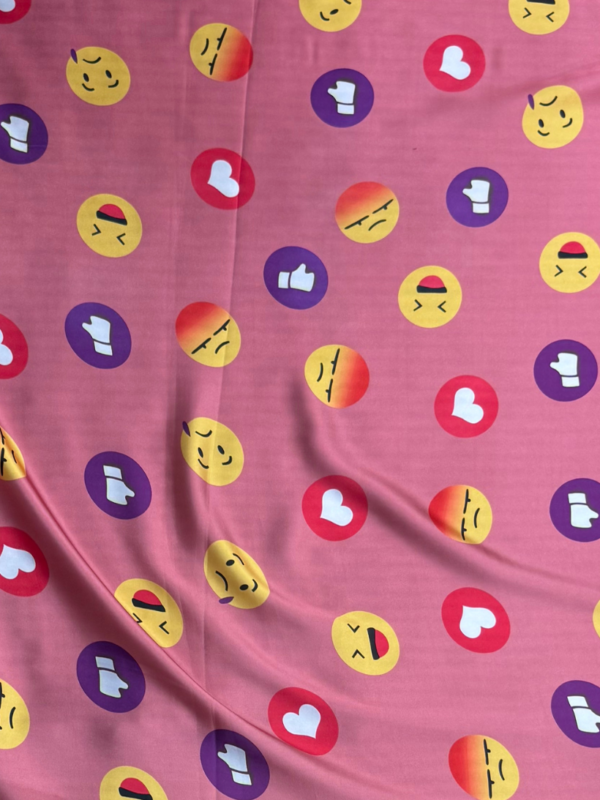 Rose Pink Emoji Digital Print Shot Silk