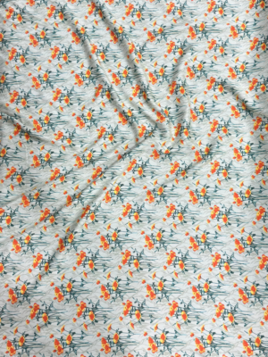 221 Sage Green Poppy Floral Linen Boski