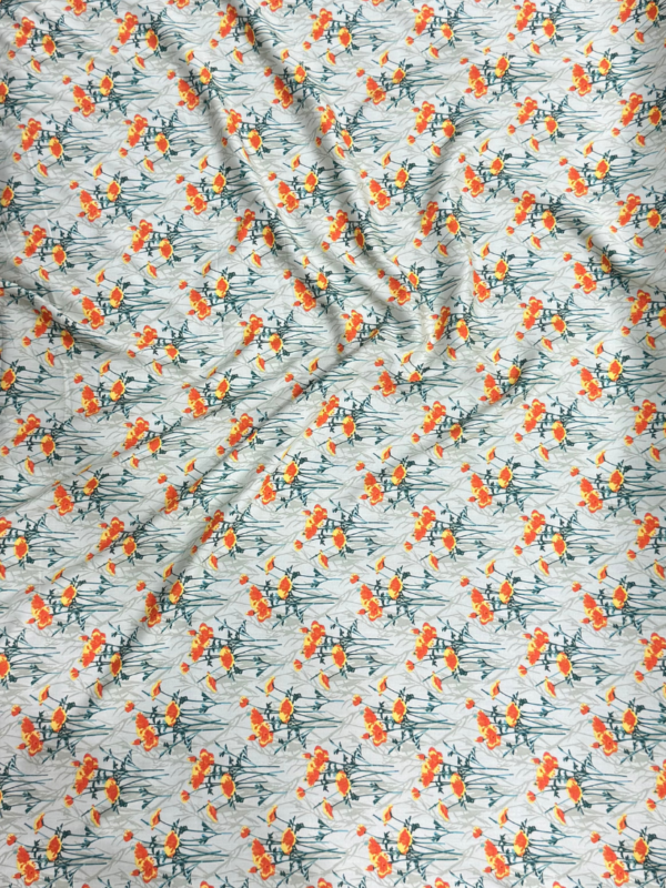 221 Sage Green Poppy Floral Linen Boski
