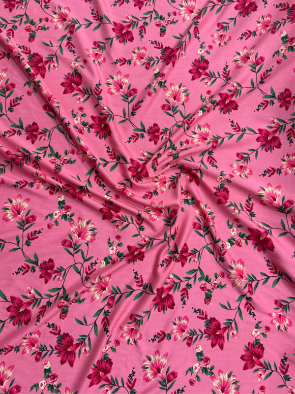 222 Candy Pink Floral Linen Boski