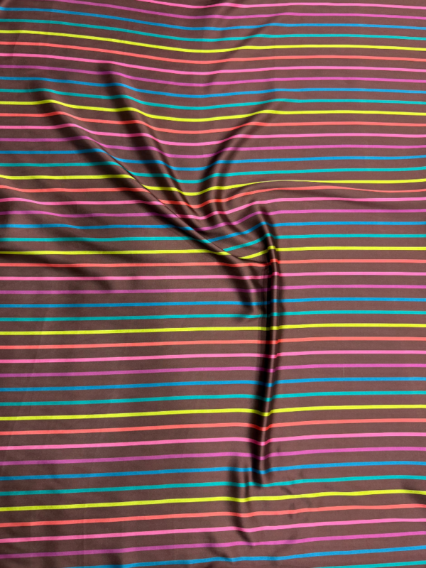 Brown Lining Digital Print Shot Silk