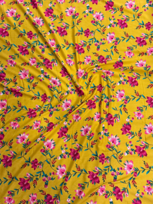 Golden Yellow Floral Linen Boski
