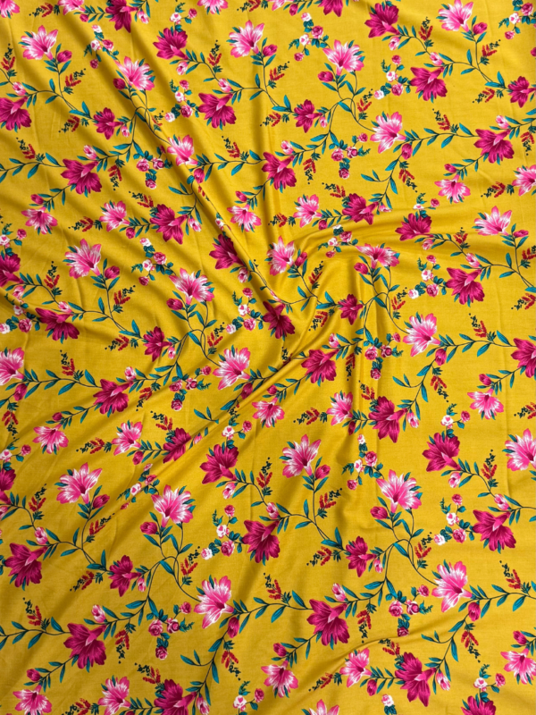 Golden Yellow Floral Linen Boski