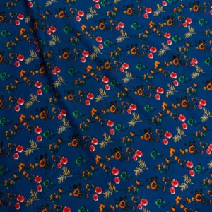 Dark Royal Blue Floral Linen Boski