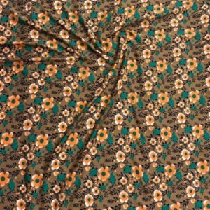 3 Retro Brown Floral Linen Boski