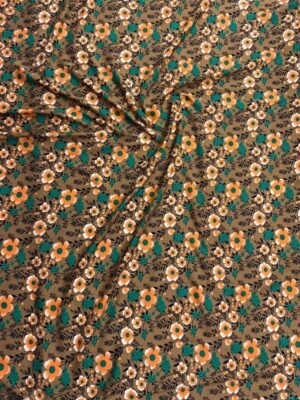 3 Retro Brown Floral Linen Boski