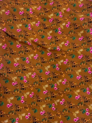 Chestnut Brown Floral Linen Boski