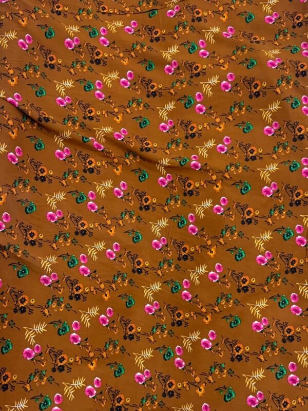 Chestnut Brown Floral Linen Boski