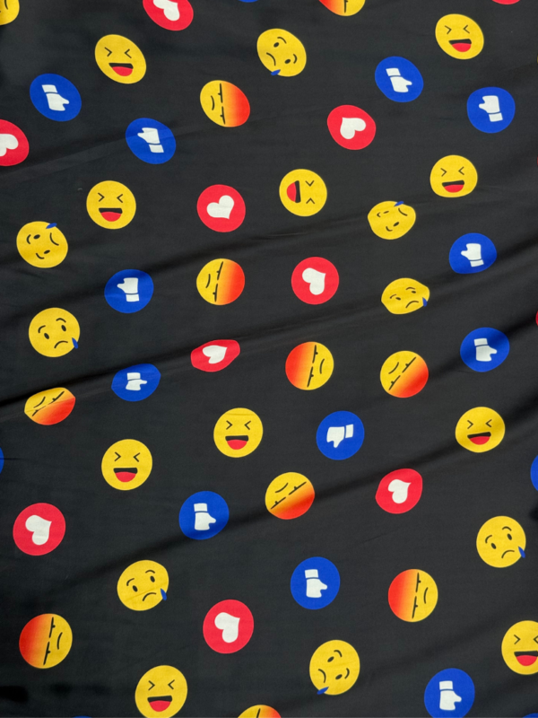 Black Emoji Digital Print Shot Silk
