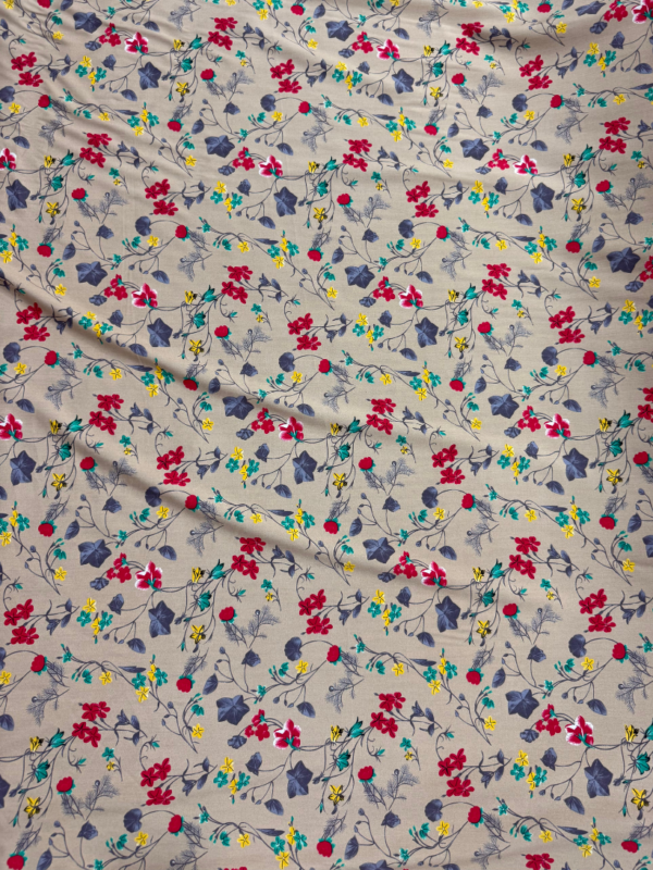 Light Beige Floral Linen Boski