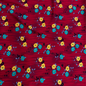 Crimson Red Floral Linen Boski