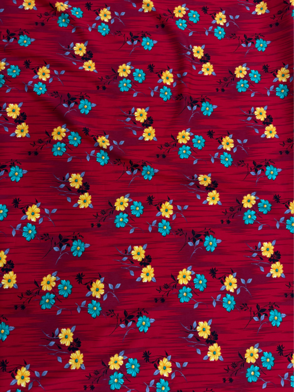 Crimson Red Floral Linen Boski
