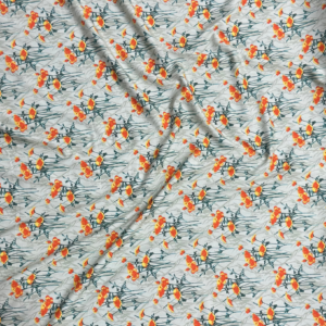 332 Sage Green Poppy Floral Linen Boski