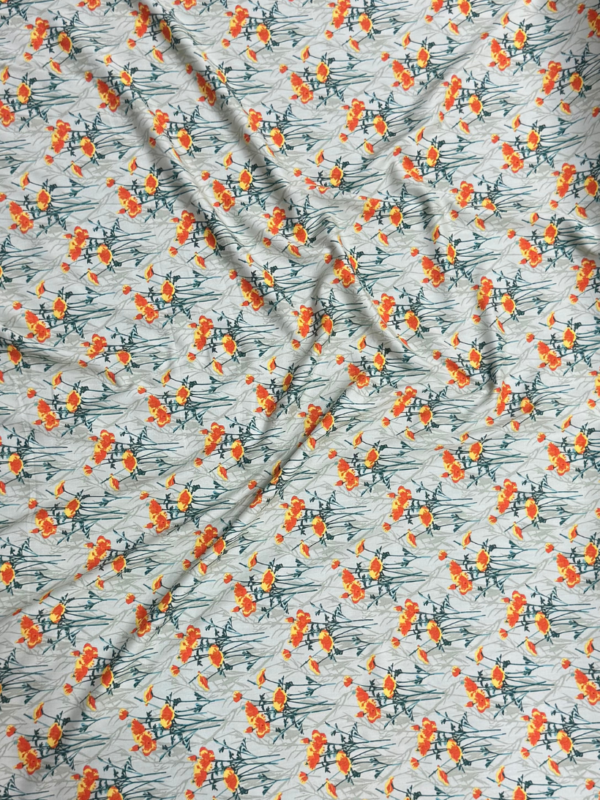 332 Sage Green Poppy Floral Linen Boski