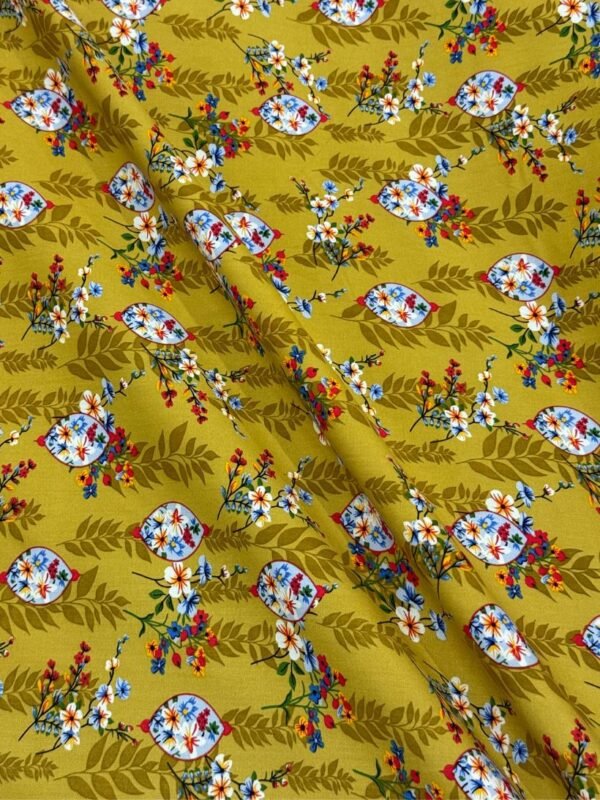 Olive Gold Floral Linen Boski