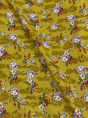 344 Olive Gold Floral Linen Boski
