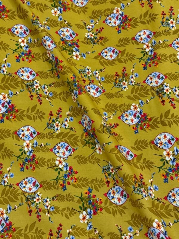 Olive Gold Floral Linen Boski