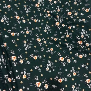 4 Dark Green Floral Linen Boski