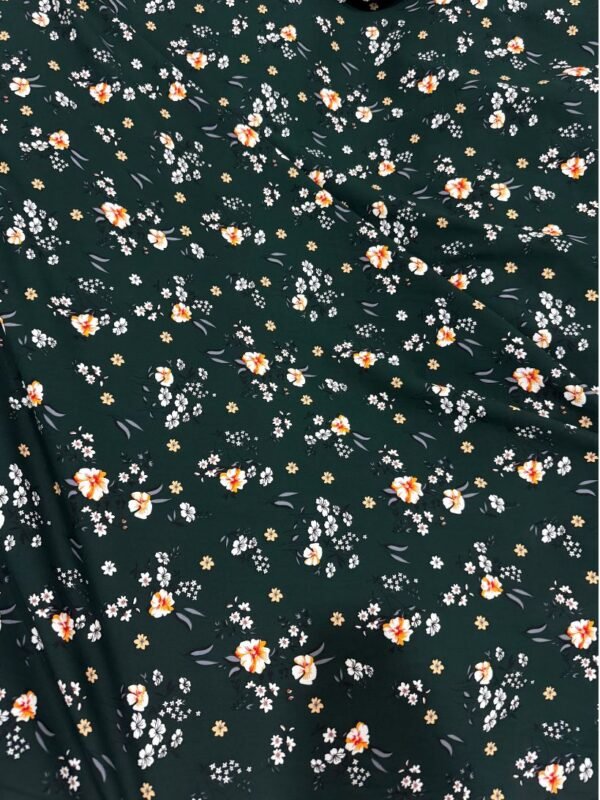 4 Dark Green Floral Linen Boski