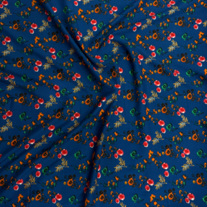 Dark Royal Blue Floral Linen Boski